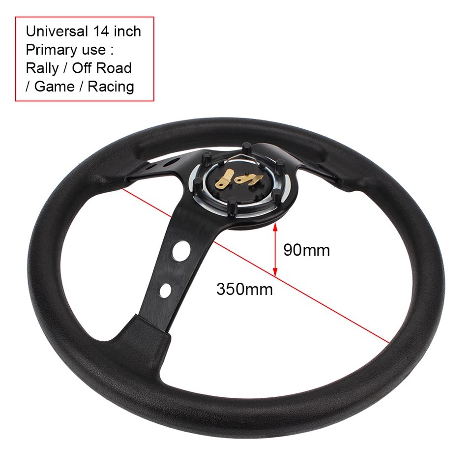 Car modification steering wheel 14inch PVC personalized racing steering wheel 350mm lychee pattern universal racing wheel