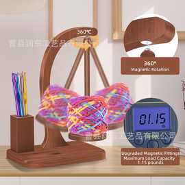 木质线轴架毛线架 可旋转磁性悬浮毛线支架 家用纱线收纳支架新款