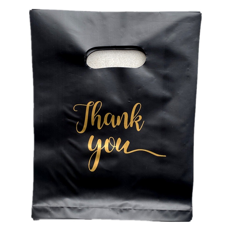 En stock bolsillo plano de cuatro dedos bolsa de plástico portátil Negro Bolsa de ropa bolsa de embalaje de regalo de espesor medio transfronterizo al por mayor