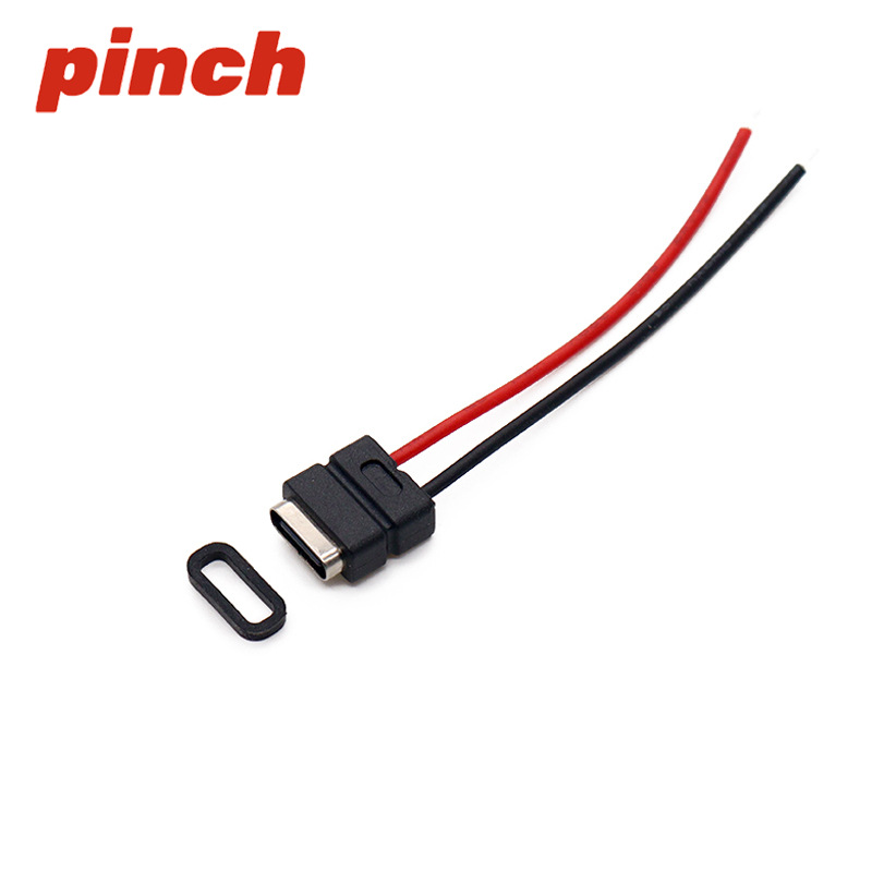 Waterproof typec charging port female socket with cable interface 2p mobile phone charging socket diy female socket tail plug accessories female head