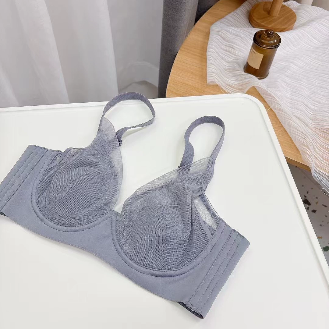 Бесшовное нижнее белье Pure Desire, женское нижнее белье с большой грудью, маленькая сетка, тонкое, из мягкой стали, кольцо для уменьшения груди, регулируемый бюстгальтер с защитой от провисания