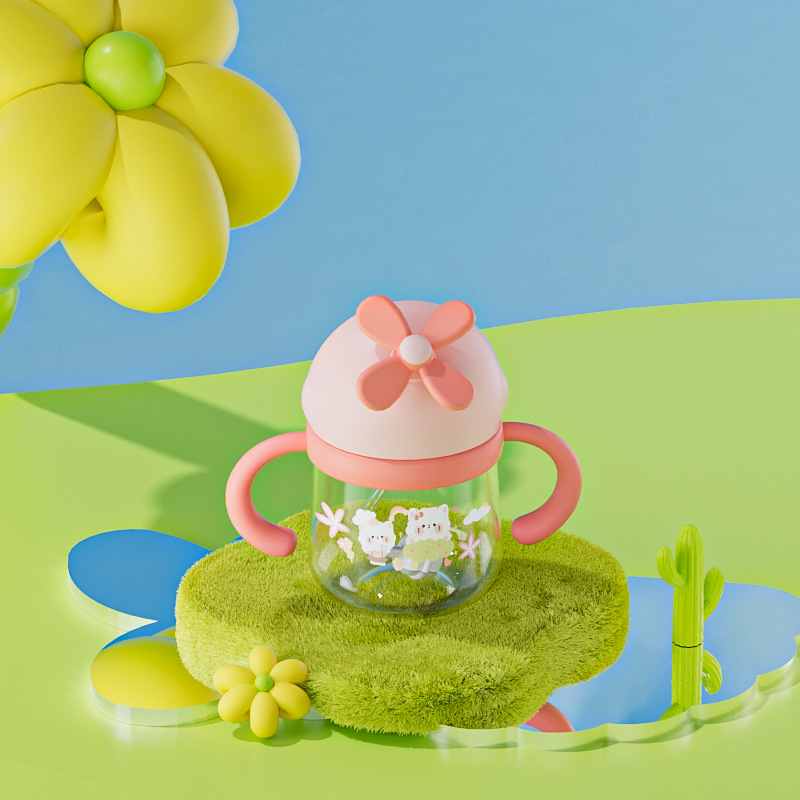 Toukie taza para beber para bebés tritan taza para niños a prueba de fugas y caídas para bebés taza de paja de jardín de infantes en stock