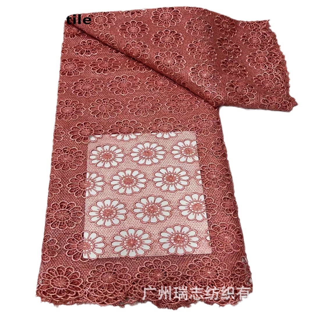 Tejido de vestido de noche de encaje africano agua tallada bordada falda de mujer bordada tela de encaje africano
