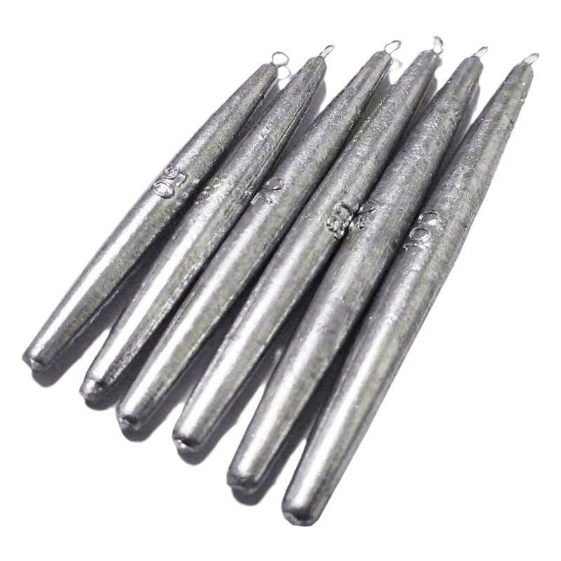 Wholesale Long Fishing Weights with Rings, Outdoor Fishing Gear, Double Ring Pen-Shaped High-Density Long Lead Weights