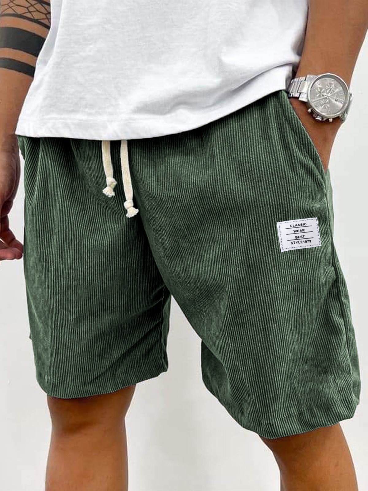 Men's Casual Drawstring Shorts New Style Versatile Trendy Five Point Pants Thin Pocket White Label_viptrois.com