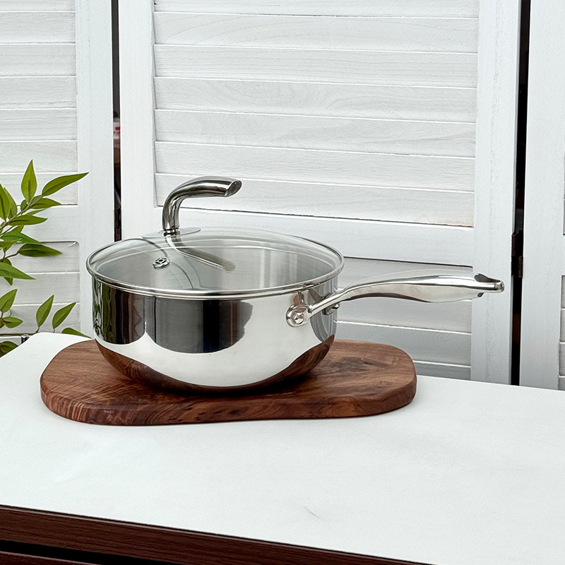 coco coco 18 / 10 acero inoxidable sin recubrimiento olla de leche para el desayuno casero hervir fideos hervir gachas de acero grueso de cinco capas