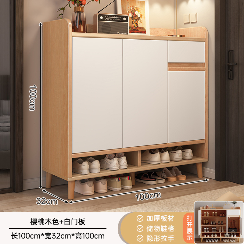 Zapatero para el hogar, puerta para el hogar, interior, nuevo gabinete de almacenamiento de estilo caliente 2025, estante para zapatos simple de madera maciza todo en uno