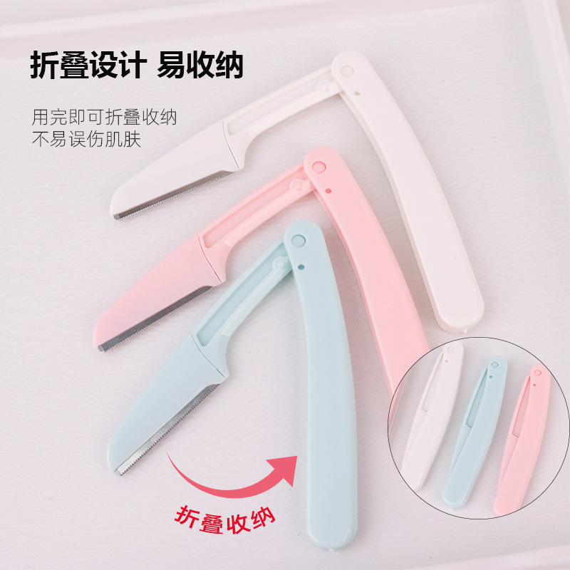 Hot brow plegable acero inoxidable macro raspador de afeitar raspador de cejas principiantes cosméticos cuchillo de cejas