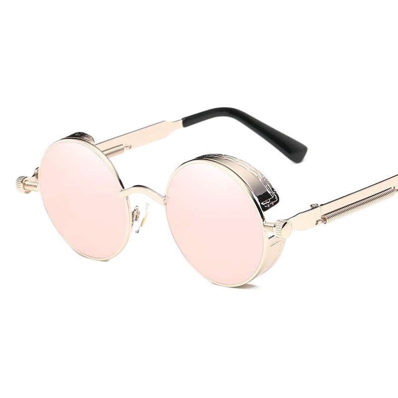 Clásico Steampunk gafas de sol europeo y americano ronda reflectante gafas de sol hombres y mujeres retro moda gafas de sol 0914