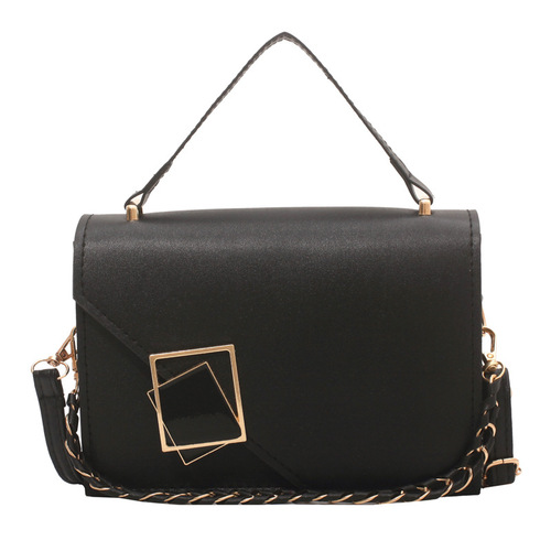 Leather Bag  New Trendy Women's Fashion Shoulder and Crossbody Bag with Leather Chain Handle Small Square Bag