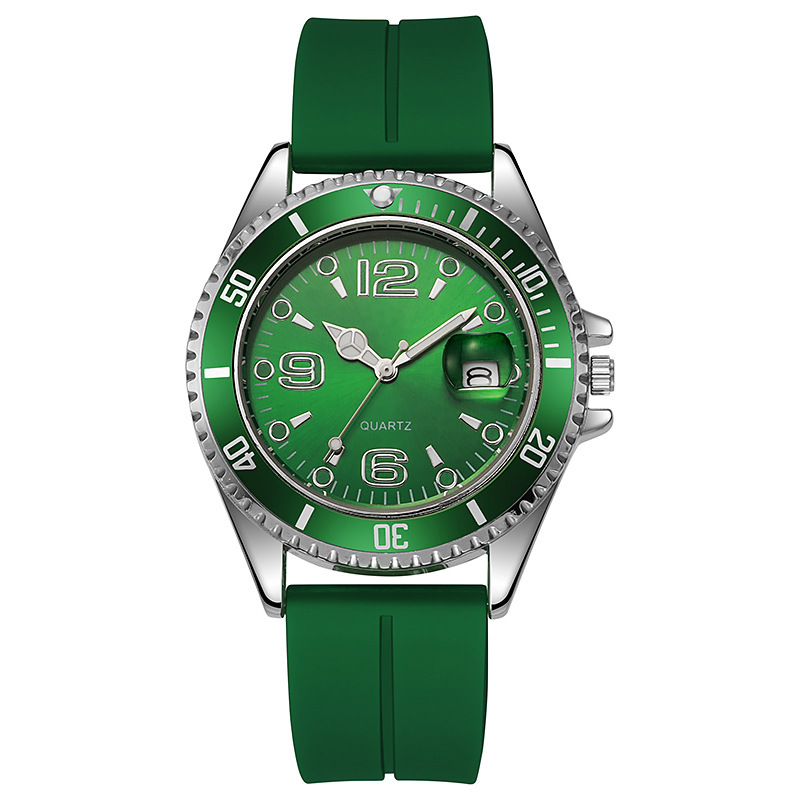 Pareja transfronteriza Moda Deportes Agua verde Fantasma Reloj de cuarzo Ocio Silicona Estudiante Reloj de cuarzo Vida impermeable