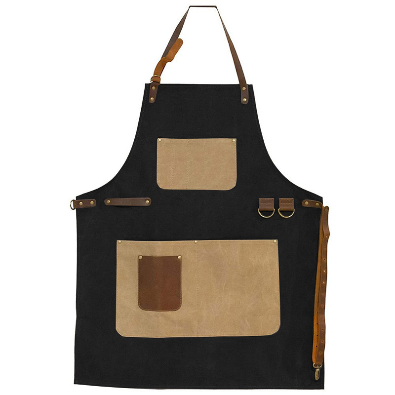 Comercio exterior de lona gruesa delantal contraste de color ajustable jardín al aire libre jardinería ropa de trabajo barbacoa panadería delantal al por mayor