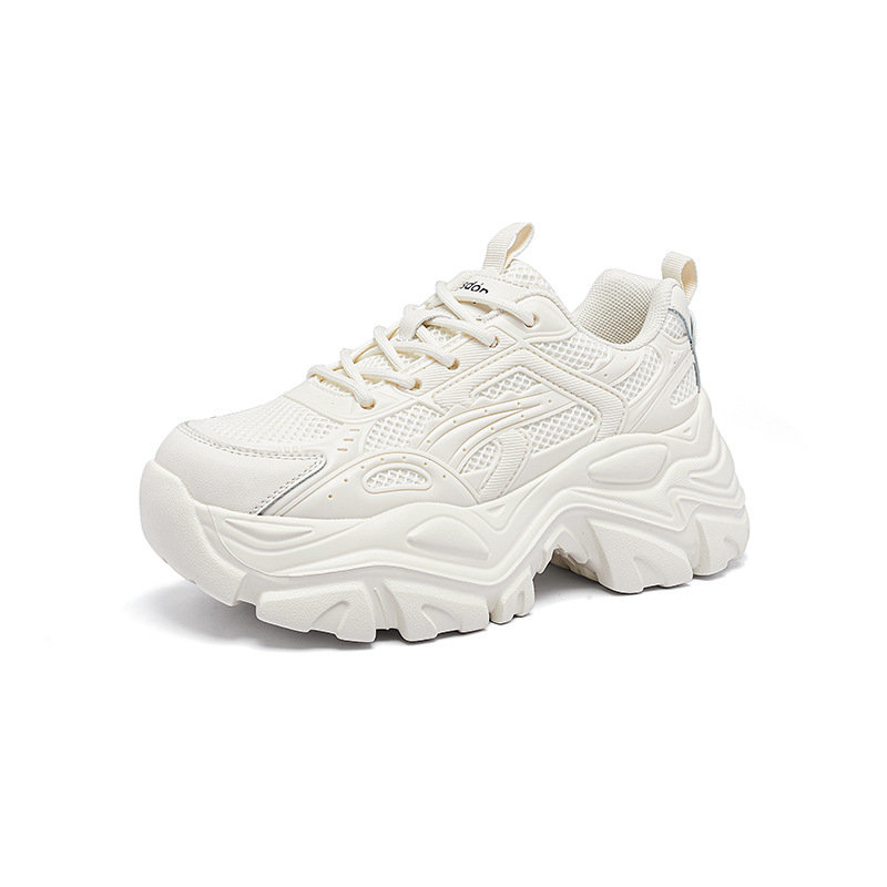 Augu Shi Deng zapatos de base gruesa para padres y mujeres 2026 nueva moda de primavera casual pequeño hombre ligero zapatillas deportivas blancas