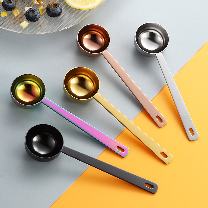 Cuchara medidora de acero inoxidable 304 transfronteriza 5ml a 30ml Cuchara medidora para hornear Cuchara de granos de café Cuchara de leche en polvo LOGO