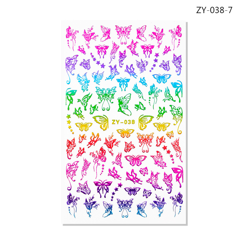 Pegatinas de uñas de dedo simulación pegatinas de mariposa delgada pegatinas de mariposa láser de oro y plata con pegatinas de mariposa dorada