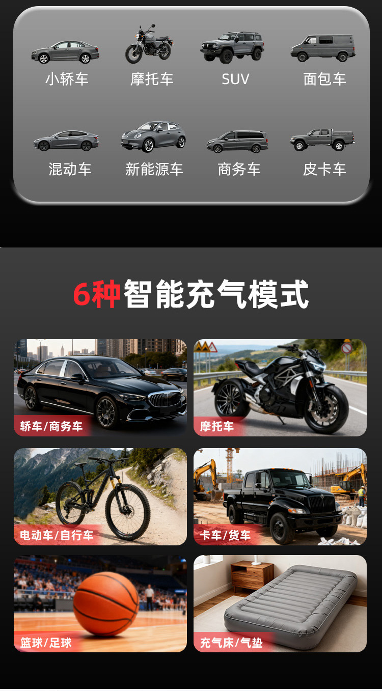 Car Emergency Starting Power Supply, Car Tire Inflator, All-In-One Battery Emergency Jump Starter, Power Bank