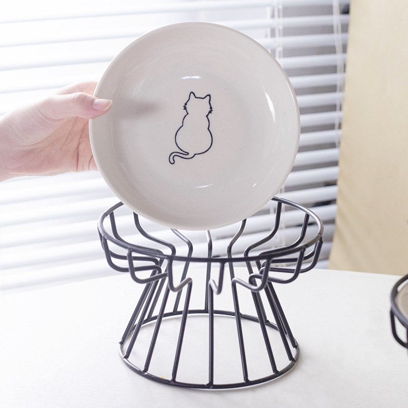 Tacos de comida para gatos de cerámica de pies altos para mascotas personalizados, bocadillos enlatados, platos de barro cervical, Amazon transfronterizo