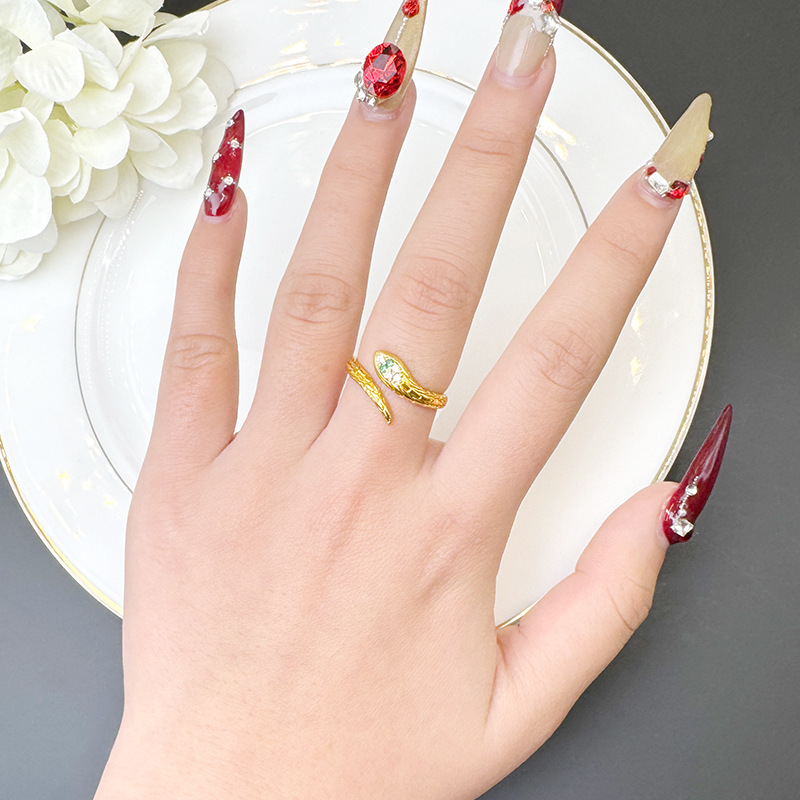 Nuevo anillo de oro de arena vietnamita, año de la serpiente, zodiaco, anillo abierto, joyas no se desvanecen.