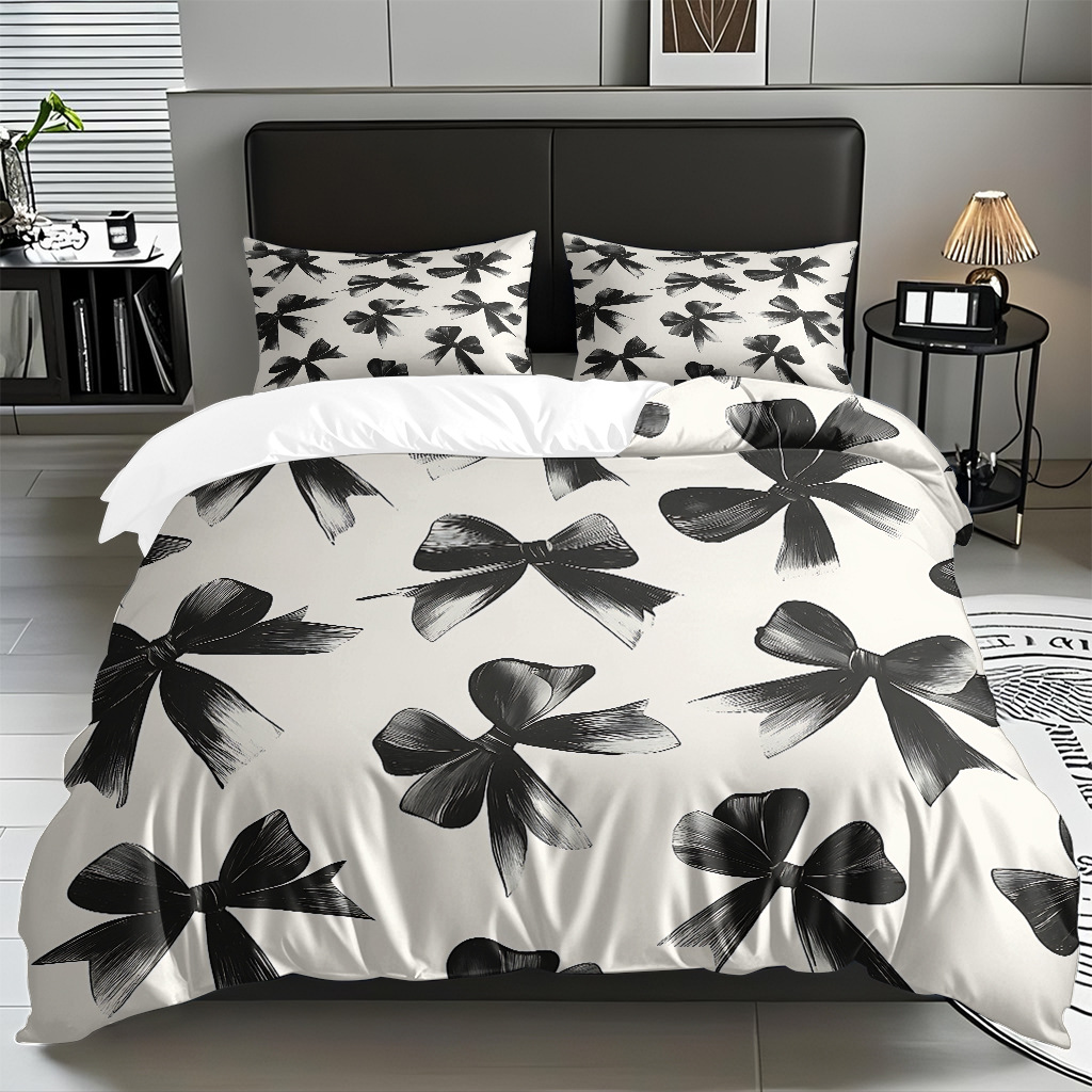 Ins Wind Pink Bow Digital Printed Colchón Set Pillow Cover Comercio electrónico transfronterizo preferido para adaptarse al modo JIT