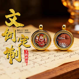 手绘唐卡批发嘎乌盒唐卡项链吊坠配件饰品手绘DIY擦擦小吊坠单坠