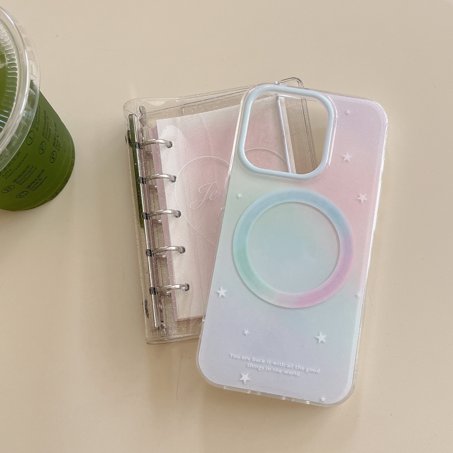 Gradient Star Strawberry Stand Phone Case For 15 Pro, IPhone 16 Magnetic Protective Cover_voghion.com