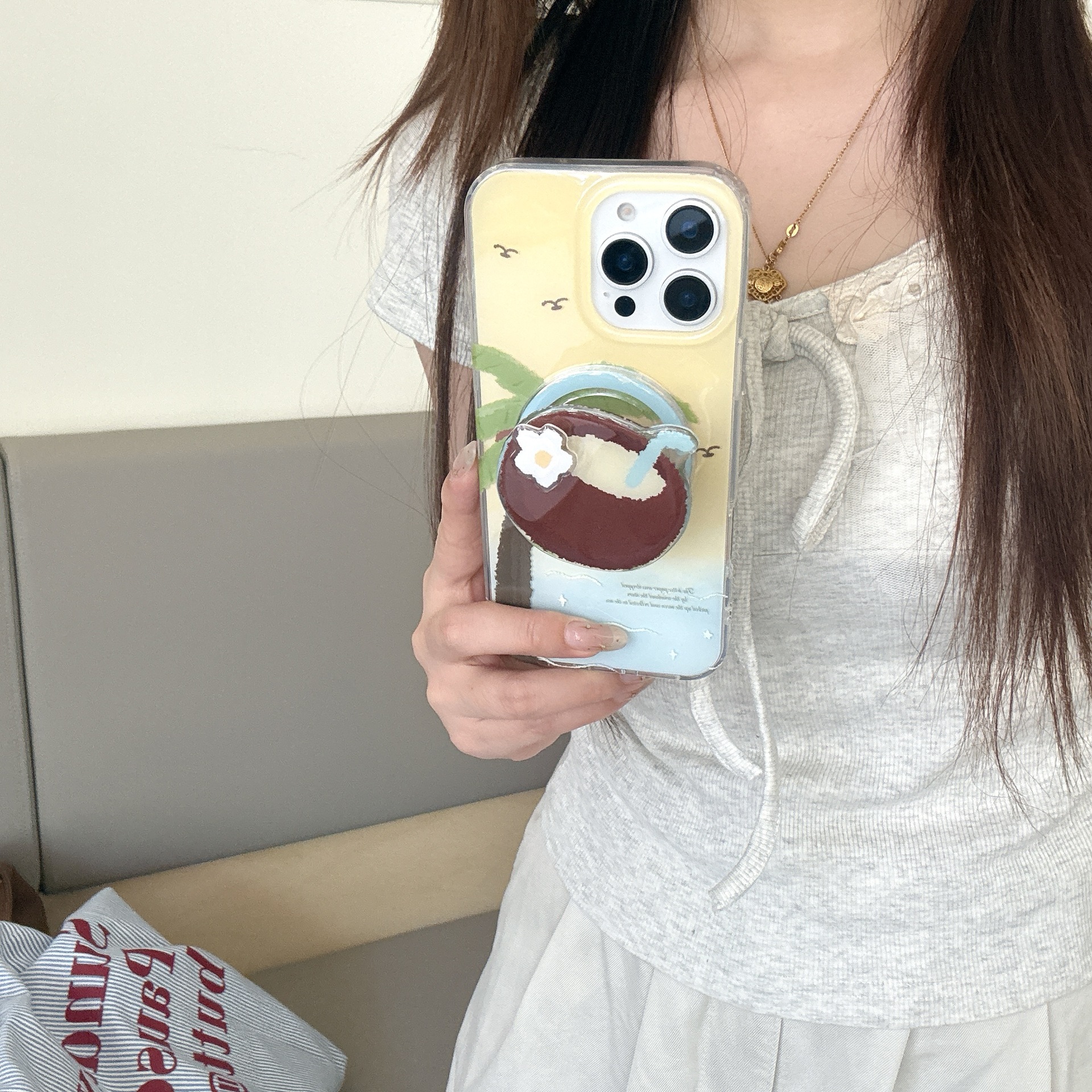 Coco de la isla floreciente en verano para Apple 16ProMax funda para teléfono móvil 15Pro atracción magnética 14/13 celebridad neta 15PM