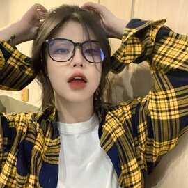 春秋新款黄色格子薄款衬衫外套女宽松美式复古小众设计感长袖衬衣