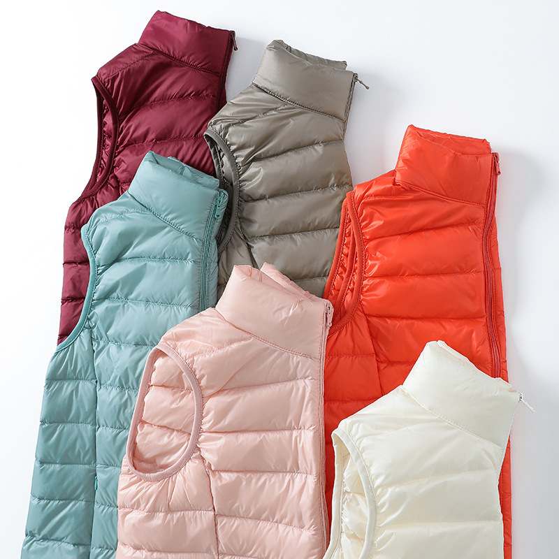 Autumn and Winter 2024 Light Down Vest Vest Women's Vertical Collar Down Jacket Short White Duck Down plus size Women's Outer Wear