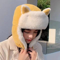 雷鋒帽女性猫耳親子韓国版秋冬ベルベット保温かわいい自転車防風帽耳保護防寒帽