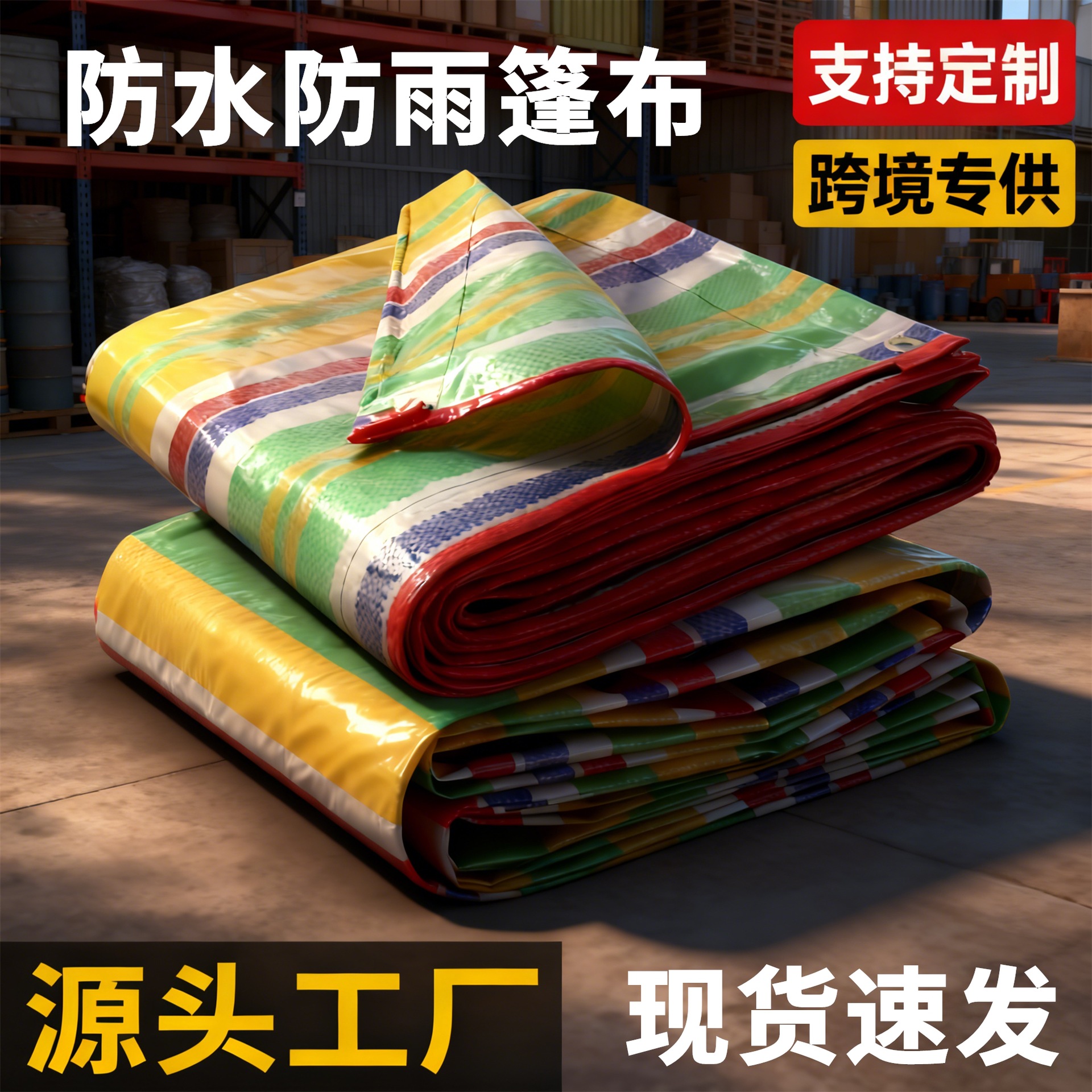 篷布彩色条纹布篷布货车厂房遮盖防水防雨彩色条纹布防雨篷布跨境