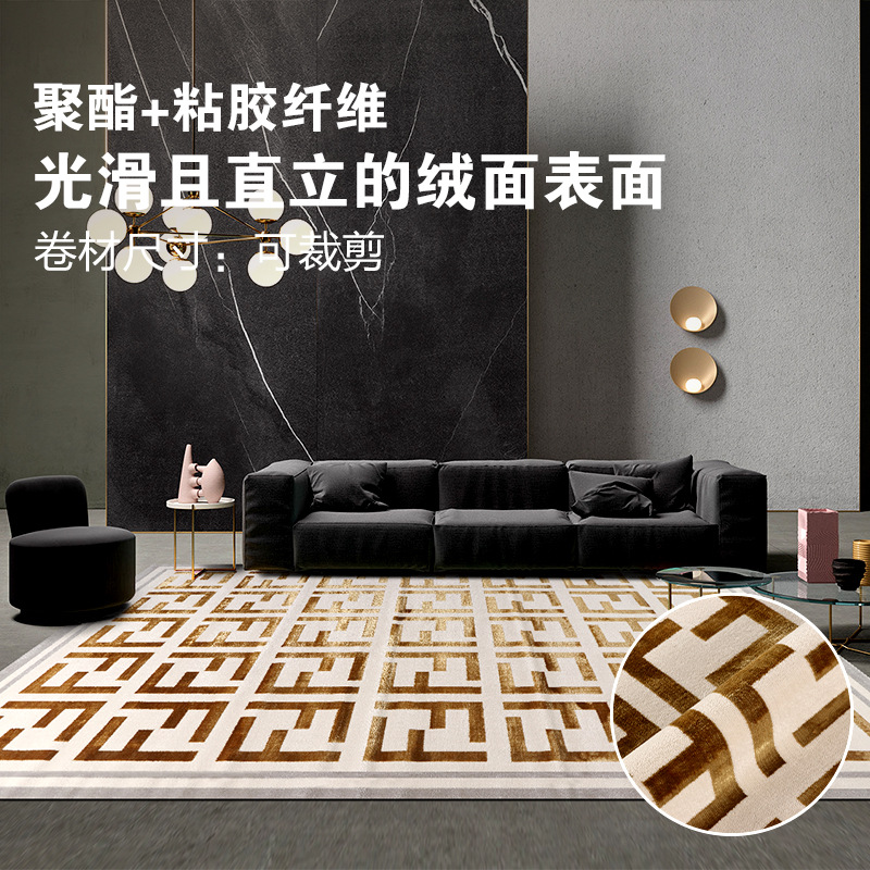Foshan ligera alfombra de viento de lujo sala de estar dormitorio alfombra de seda gruesa Geométrica Wilton fábrica de alfombras tejidas image 4