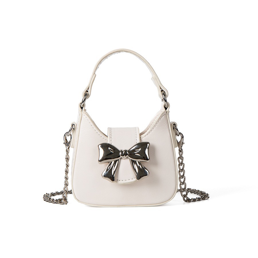 Sac à bandoulière d'été polyvalent, sac à chaîne noir, style moto à la mode Bow, style doux et épicé, sens haut de gamme pour femmes, niche_voghion.com