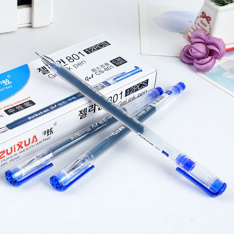 Pluma de gel de aguja de diamante de gran capacidad para estudiantes de alto aspecto 0.38mm0.5mm examen pluma de firma de carbono