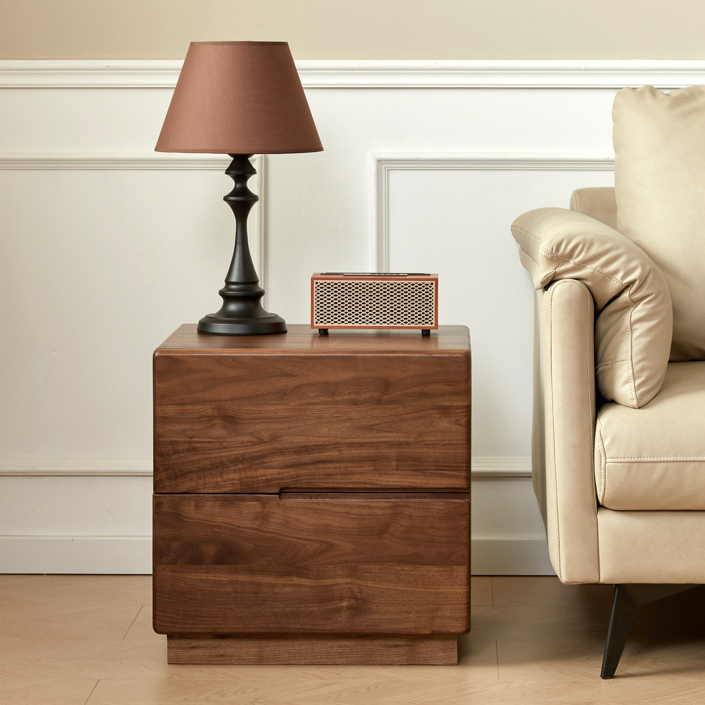 北美黑胡桃木暗格床头柜樱桃木床头柜储物柜白橡木私密物品储藏柜