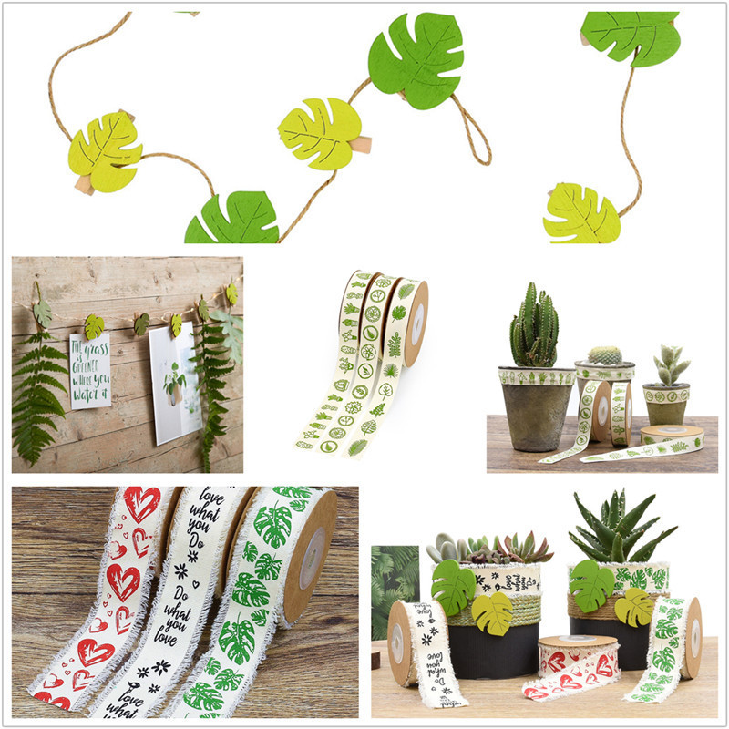 Nuevo cactus transfronterizo impresión de tortuga hoja de algodón cinta jardinería en maceta decoración doméstica DIY cuerda de madera de algodón