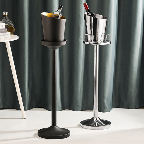 Stainless steel ice bucket rack double layer champagne bucket rack European style champagne bucket bar ice bucket rack printed logo manufacturer