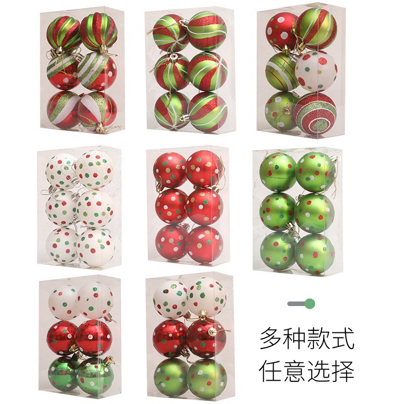 Navidad 6CM punto de onda bola de Navidad pintada árbol de Navidad atmósfera del centro comercial bola decorativa