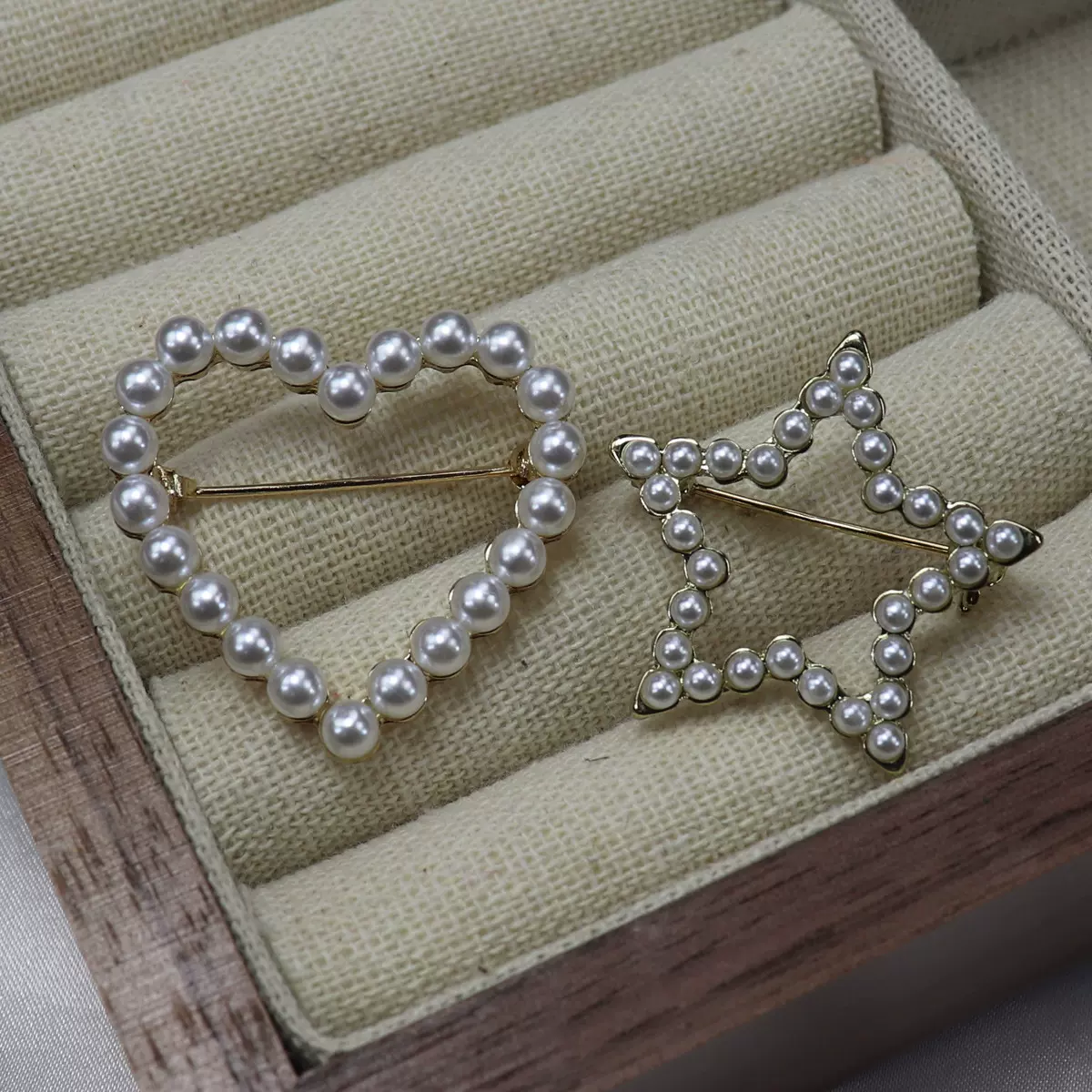 日韩流行简约饰品心形珍珠五星珍珠胸针别针服装帽子包包配饰