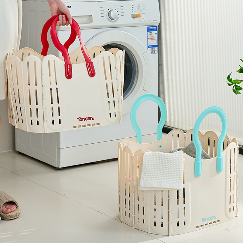 Portable Dirty Clothes Basket, Foldableable Dirty Clothes Basket, Household Plastic Large-Capacity Grocery Shopping Basket, Shopping Basket, Dirty Clothes Storage Basket