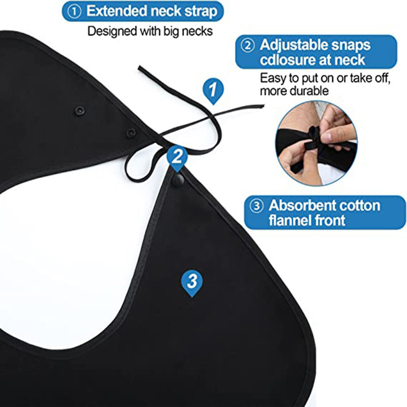 Babero para adultos, impermeable y resistente a la suciedad, babero para comer para ancianos, toalla de saliva lavable ampliada y alargada, delantal para adultos, babero