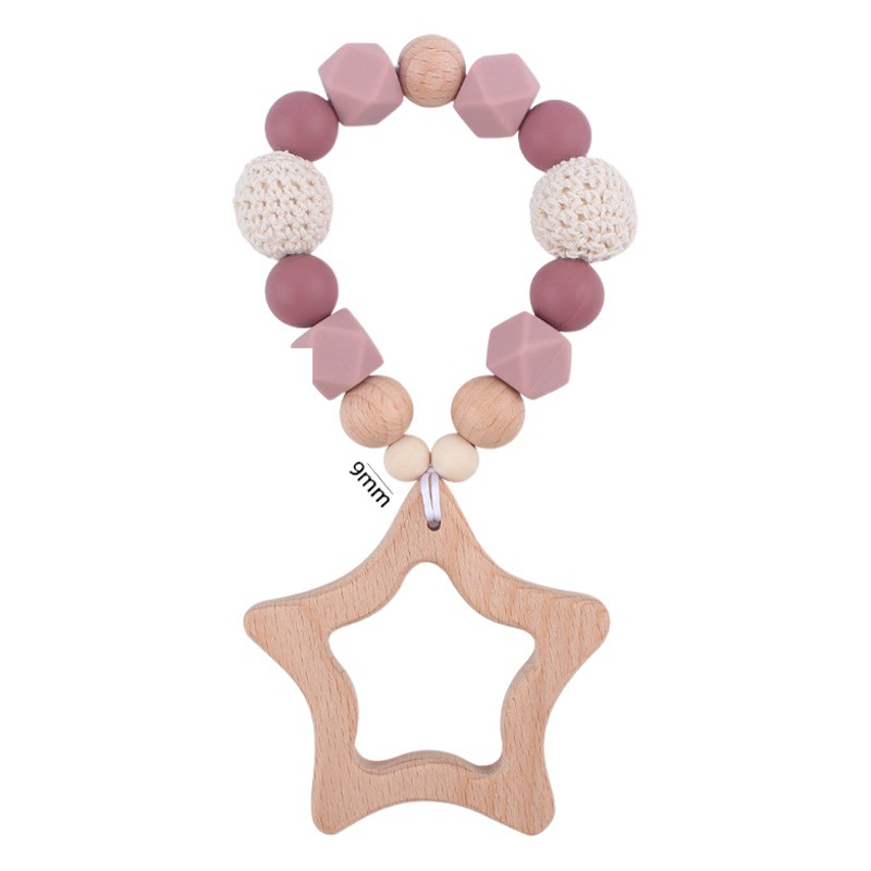 Nuevo bebé de dibujos animados Beech Star teether DIY calmante bebé mordedura de pegamento molar pulsera juguete