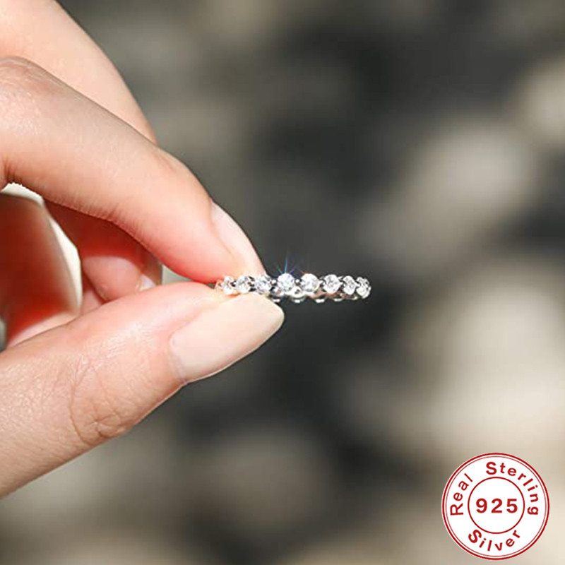 Élégant Style Simple Géométrique Argent Sterling Placage Zircon Anneaux display picture 42