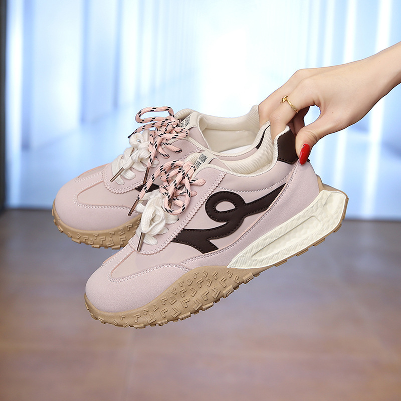 Zapatos de entrenamiento de base gruesa para mujeres 2025 primavera nuevos zapatos agam de colores casuales versátiles antideslizantes zapatos deportivos para correr