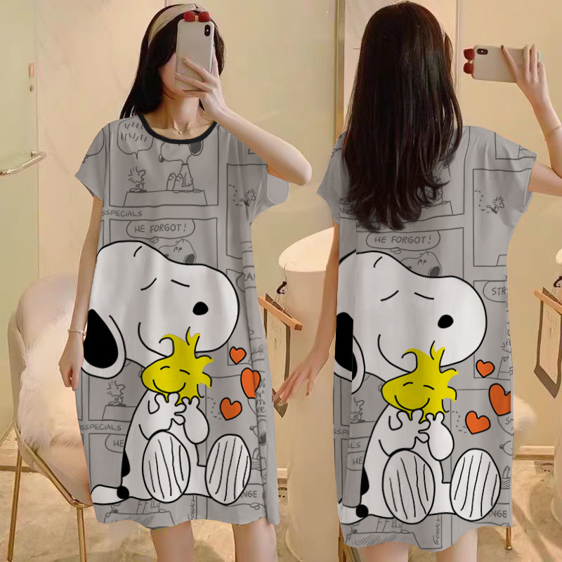 Camisón del sudeste asiático falda de pijama de manga corta de verano para mujer falda de cultura de longitud media suelta delgada cross-border