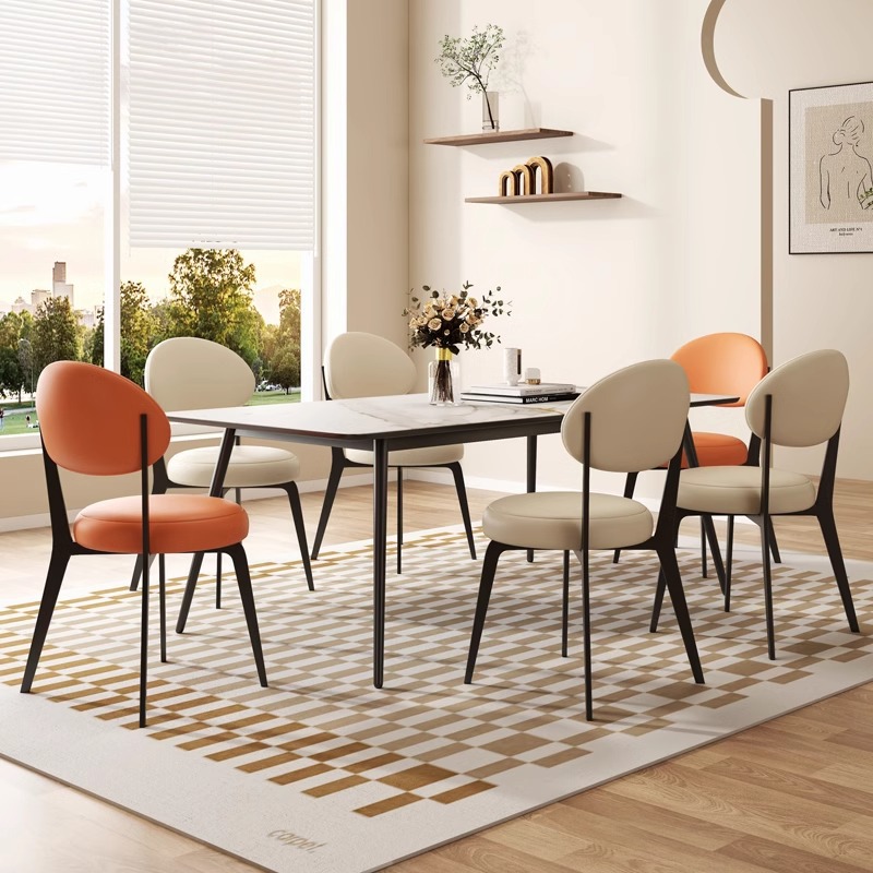 Silla de comedor italiana silla de diseño moderna y minimalista, silla de mesa de comedor con respaldo, taburetes de comedor nórdicos, minimalistas