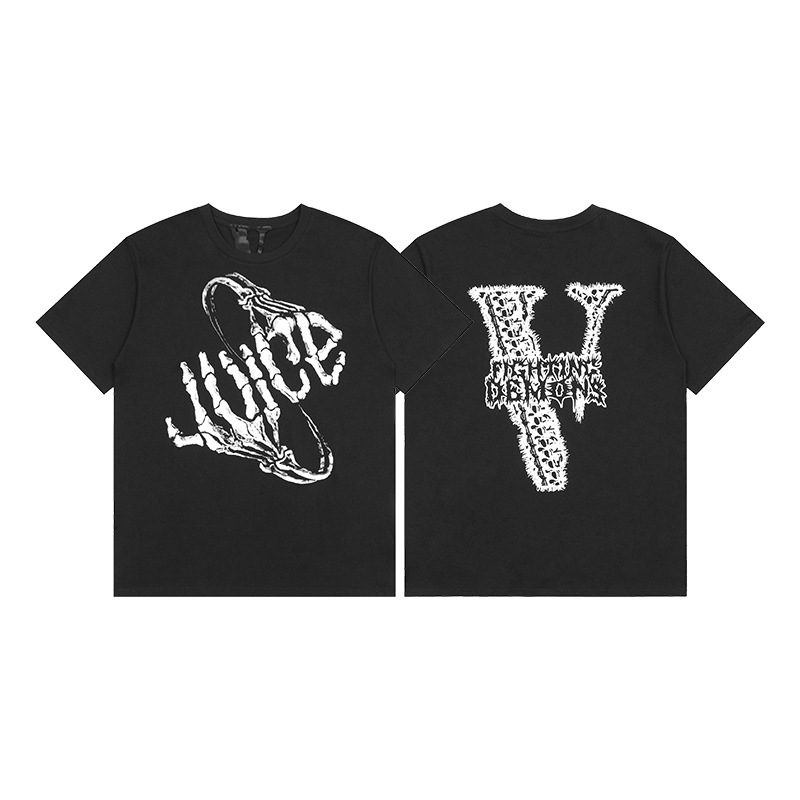 Vlone Juice WRLD Fighting Demons T-shirt Skeleton Black