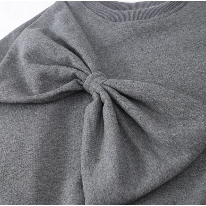 490g Weight Long Sleeve Sleeve Length Pullovers Placket Type Polyester Fabric Type Long Top Length Hoodie Tops Type Holiday, Tea Party Occasion Round Neck Neckline Loose Fit Type Solid Color Pattern Spring, Autumn Season Women's Gender Bowknot Design Casual, Elegant Style Wholesale Women's Casual Elegant Solid Color Long Sleeve Bowknot Blouses 13