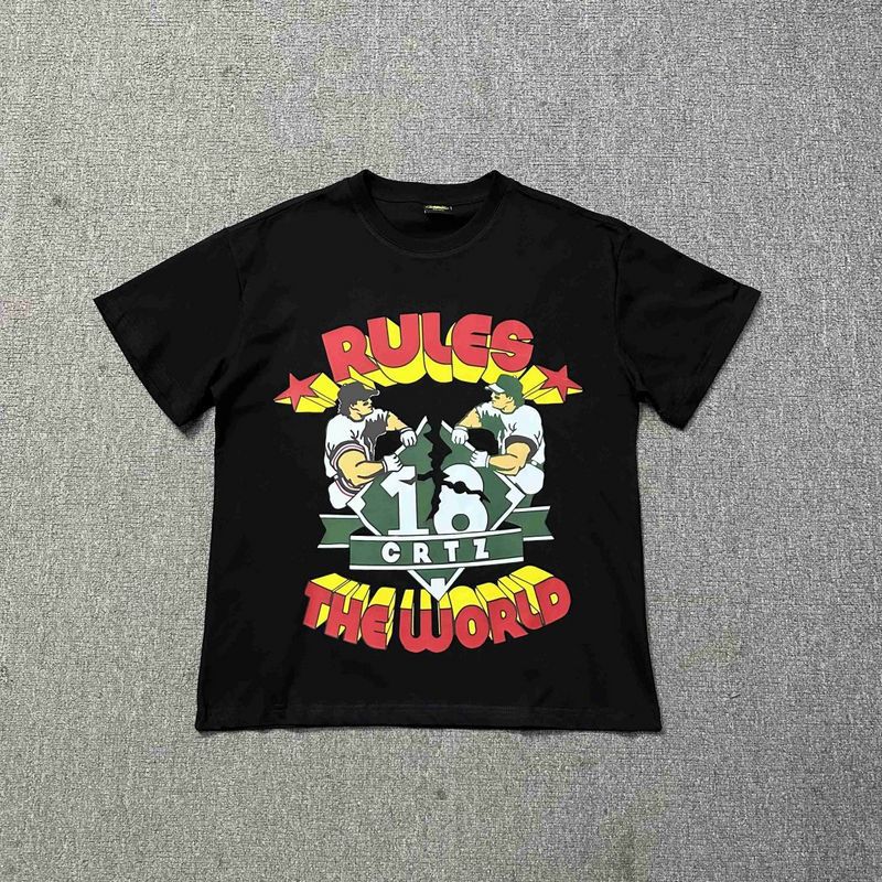 Corteiz verano nuevo diablo isla diversión carta impresión moda marca hombres y mujeres sueltos casual manga corta Camiseta cuello redondo