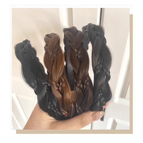 Fishbone Braid Wig Headband, Braided Pigtails, Heightened Crown Upgrade, Gourd Braided Hair Band, Non-Slip Disc Hair Wig