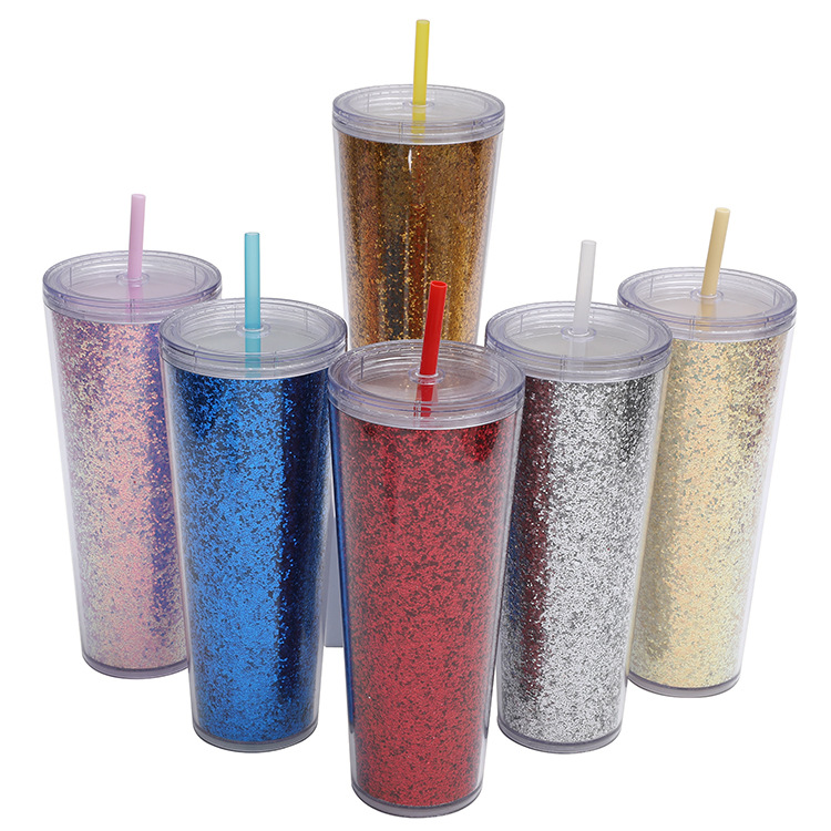 Nueva taza de paja de papel de cebolla dorada de 750ml de gran capacidad de moda creativa de doble capa de regalo transparente simple taza de agua